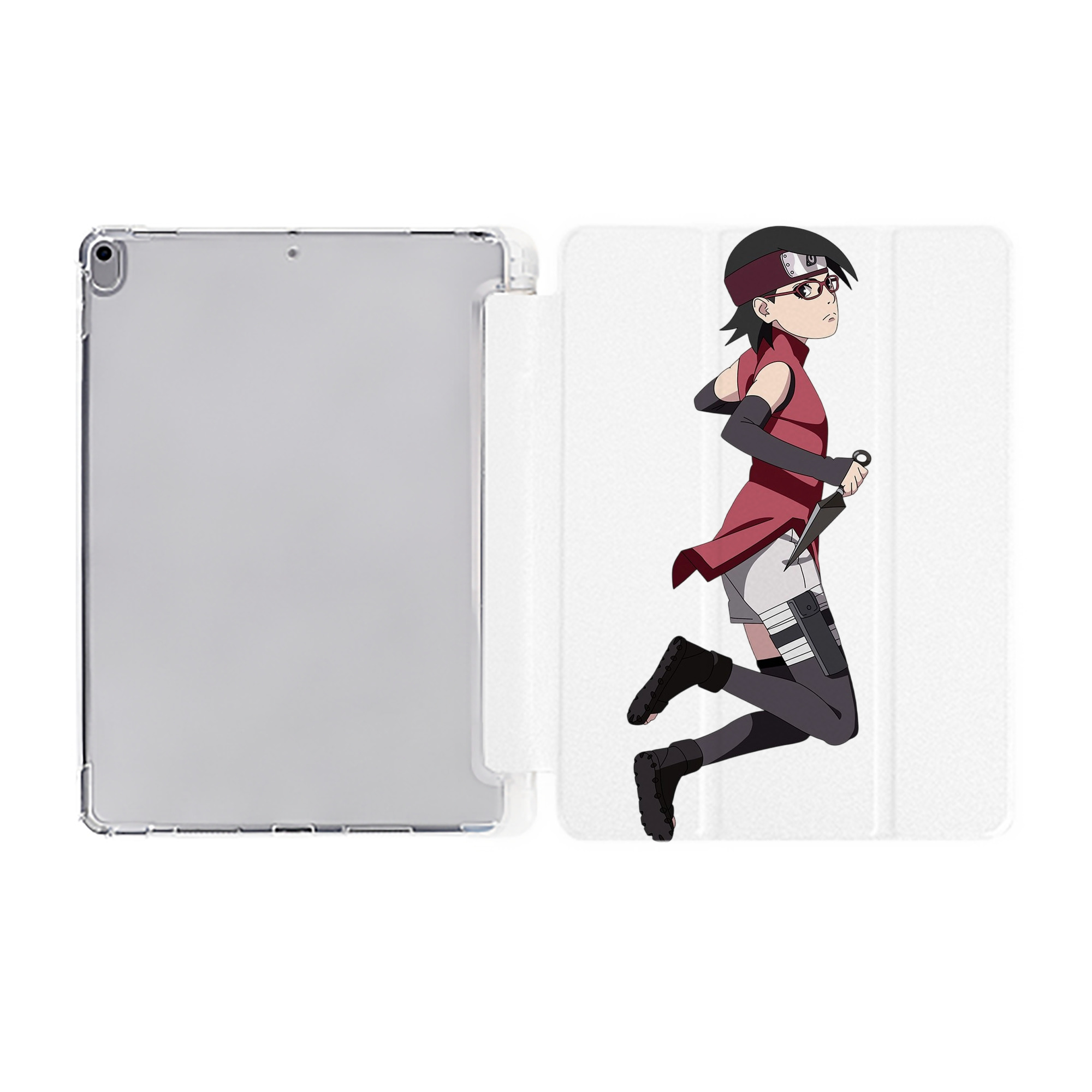 （画像用） NARUTO -ナルト- うちは サラダ Uchiha Sarada IPad ケース ペン収納付き 三つ折りスタンド PUレザー×シリコン 対応機種9.5/10.5/10.9インチ